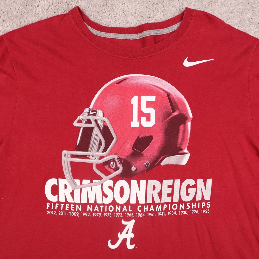 Nike Alabama Crimson Tide Football T-Shirt Crimsonreign National Champs Large